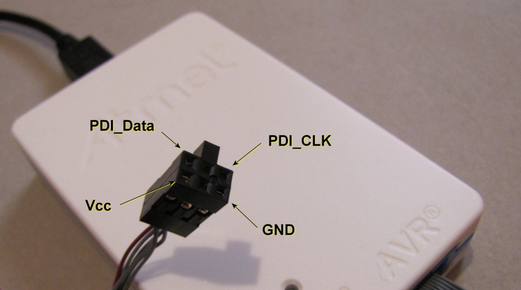 Atmel-ICE PDI connector pin mapping, programmer side.