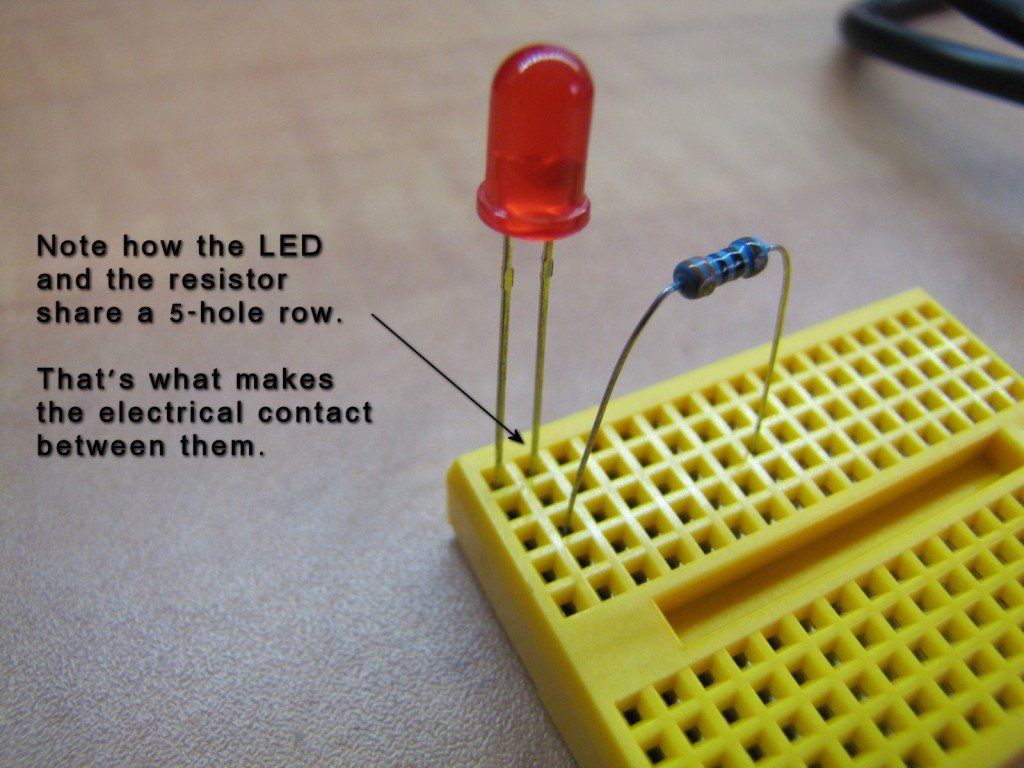 Resistor added "in series" to the LED