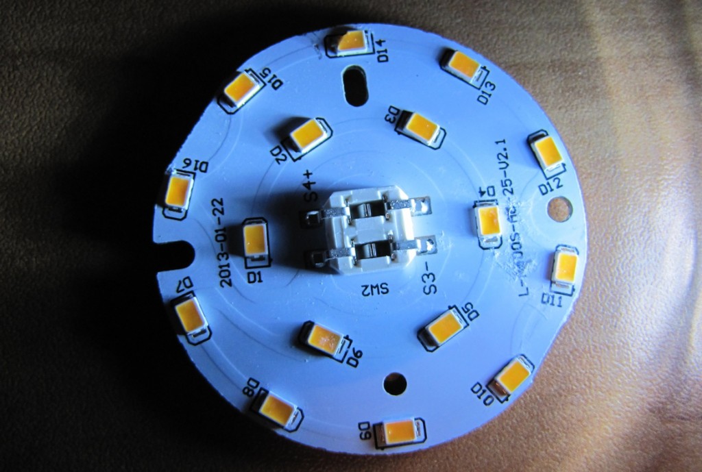 Conductive material traces (embossed) connecting the LEDs