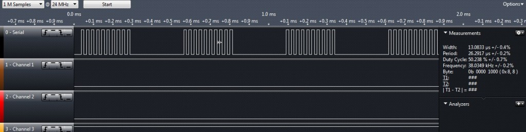 ביטים 0-1-0-1... על גל נושא בתדר 38KHz