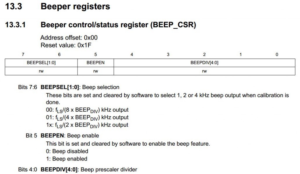 חלק מתיאור הרגיסטר BEEP_CSR (מה-Reference Manual)