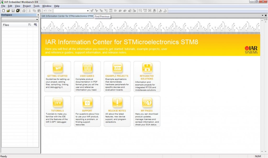 צילום מסך של IAR Embedded Workbench IDE ל-STM8