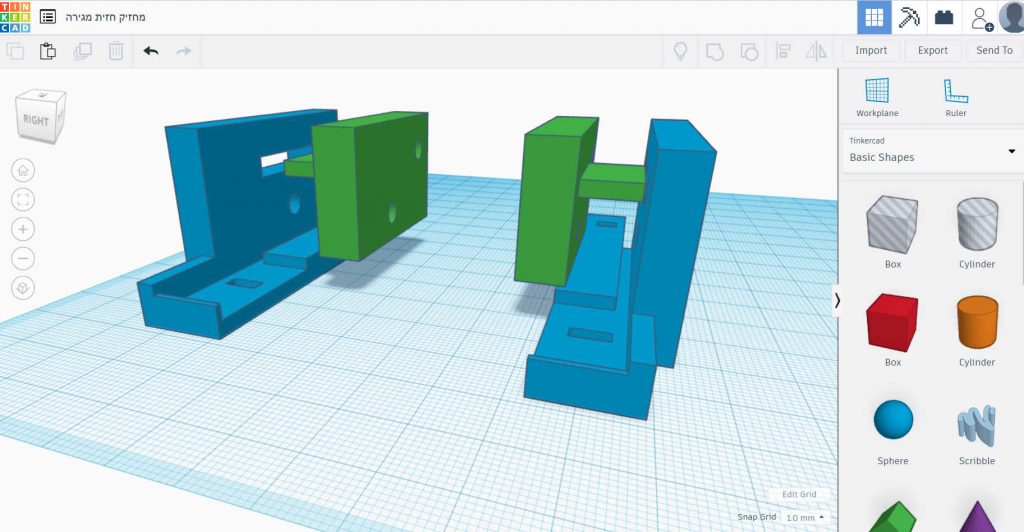 הדגם הסופי (אחרי שתי איטרציות) ב-tinkercad