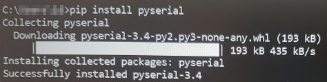 צילום מסך של התקנת pySerial