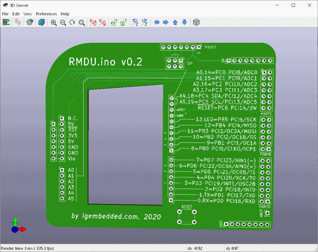 תצוגה מקדימה של הלוח ב-KiCAD