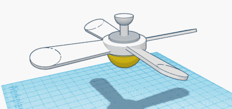דגם של מאוורר תקרה בתוכנת Tinkercad