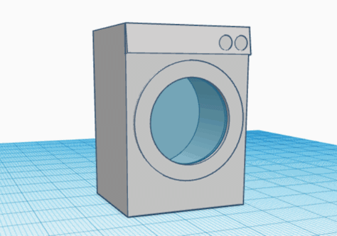  דגם בסיסי של מכונת כביסה בתוכנת Tinkercad 