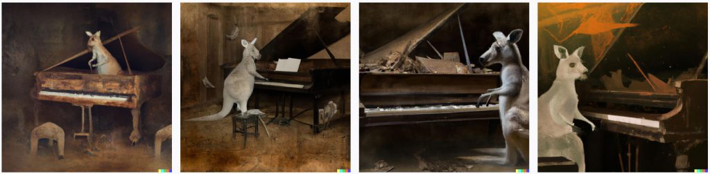 קנגרו רפאים מנגן בפסנתר, על פי DALL·E (לחצו לתמונה גדולה)