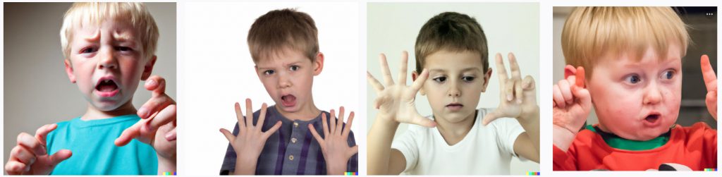 ילד מגלה שיש לו יותר מדי אצבעות, על פי DALL·E